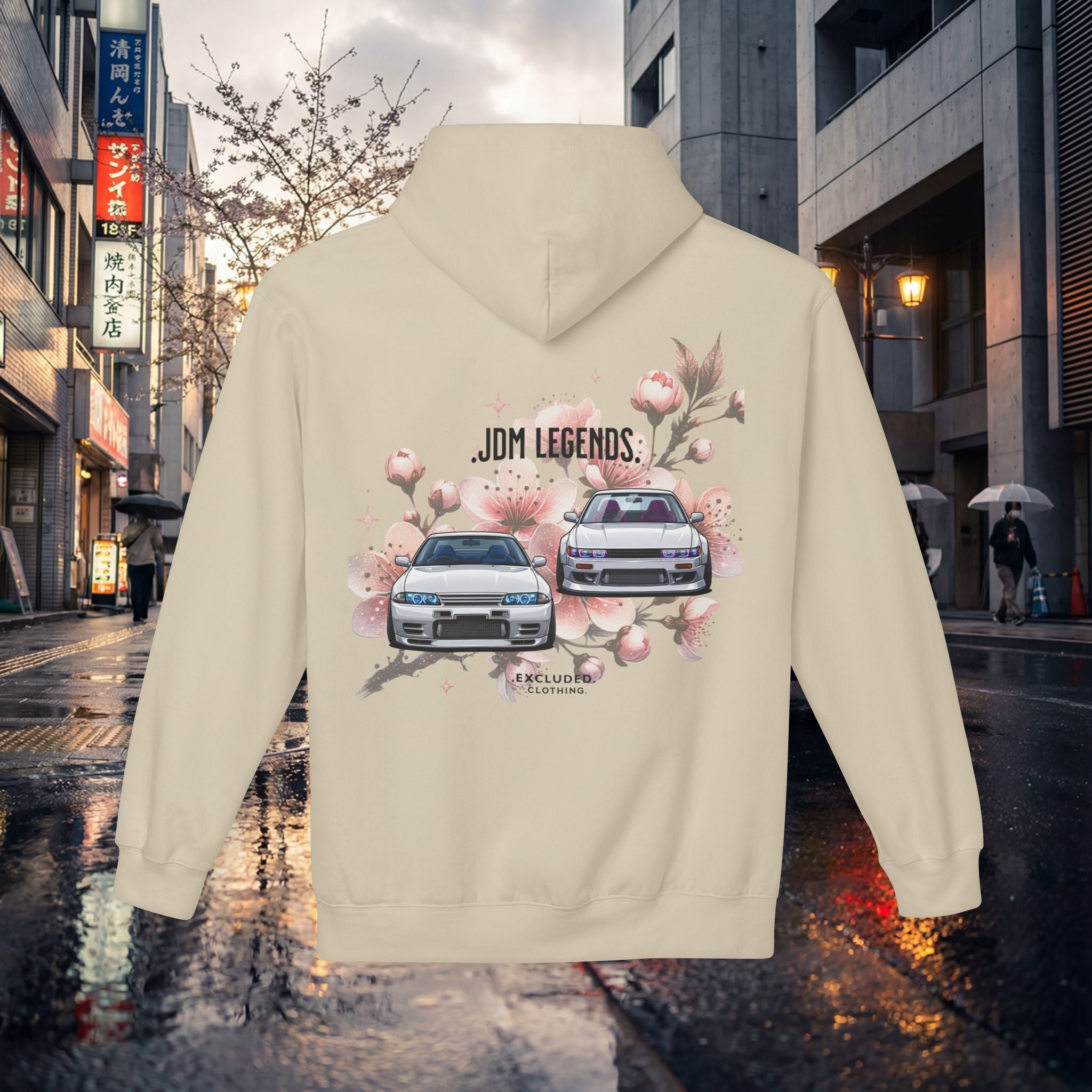 JDM Legends Hoodie — Sakura Drift Car Graphic Sweatshirt
