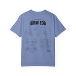 BMW E36 Blueprint T-Shirt — Vintage Car Diagram Tee