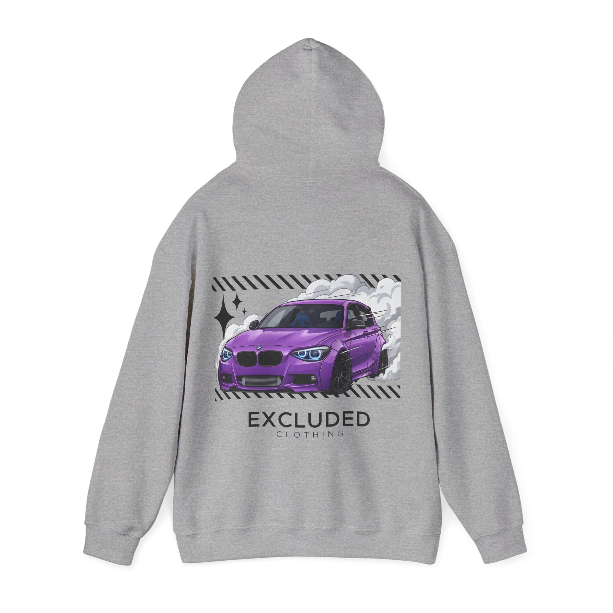 Excluded Clothing Purple Drift BMW Hoodie - Car Enthusiast Graphic Sweatshirt