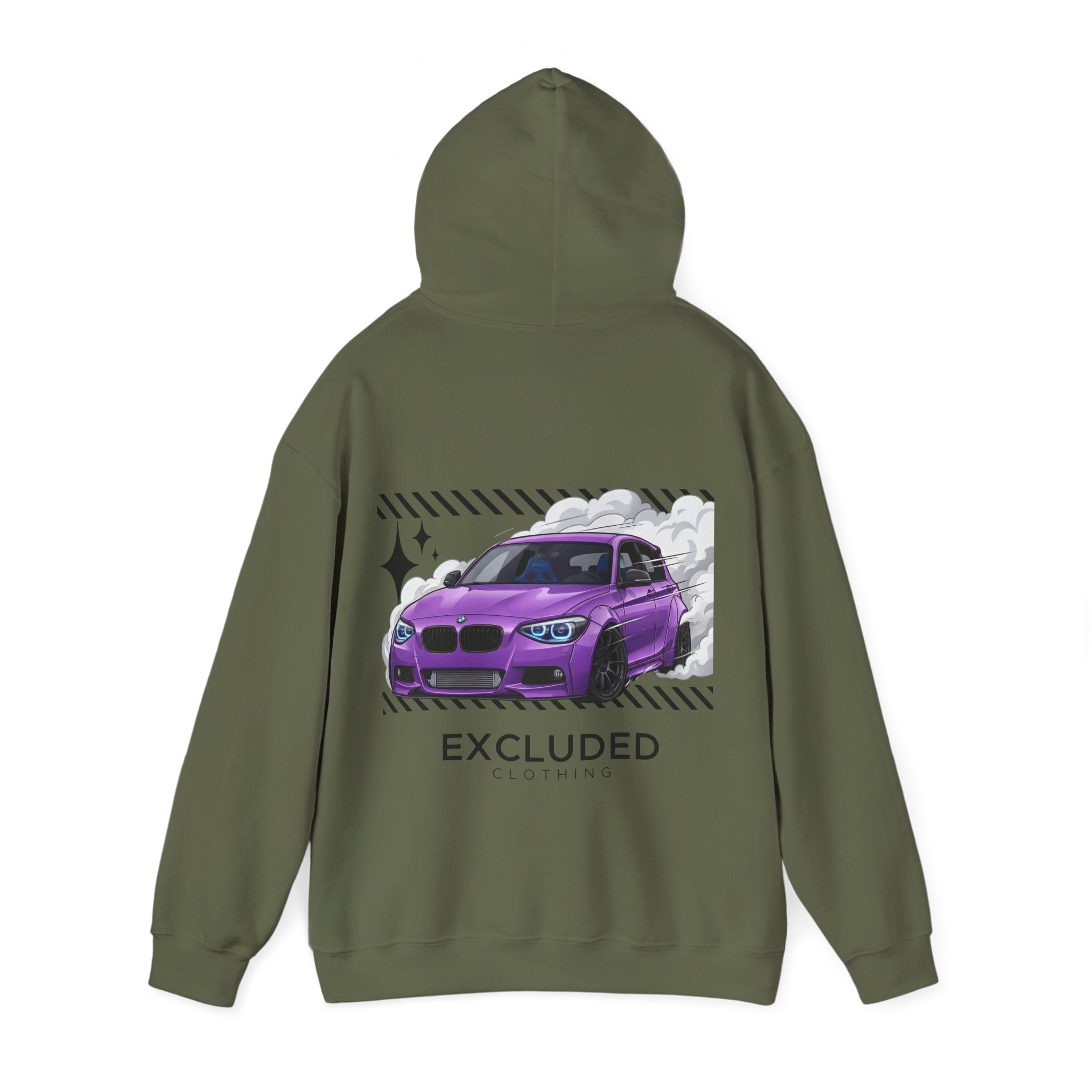 Excluded Clothing Purple Drift BMW Hoodie - Car Enthusiast Graphic Sweatshirt
