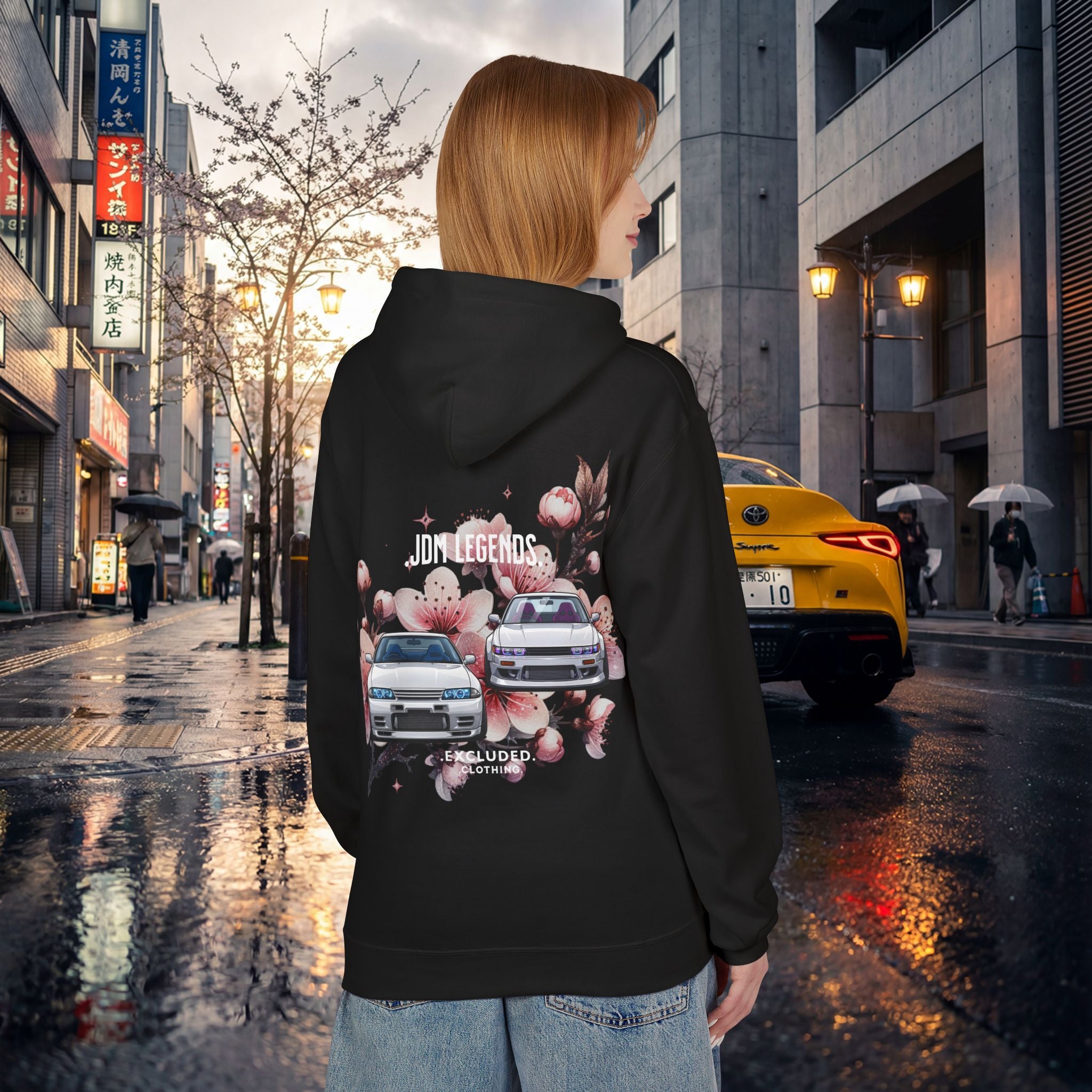 JDM Legends Hoodie — Sakura Drift Car Graphic Sweatshirt
