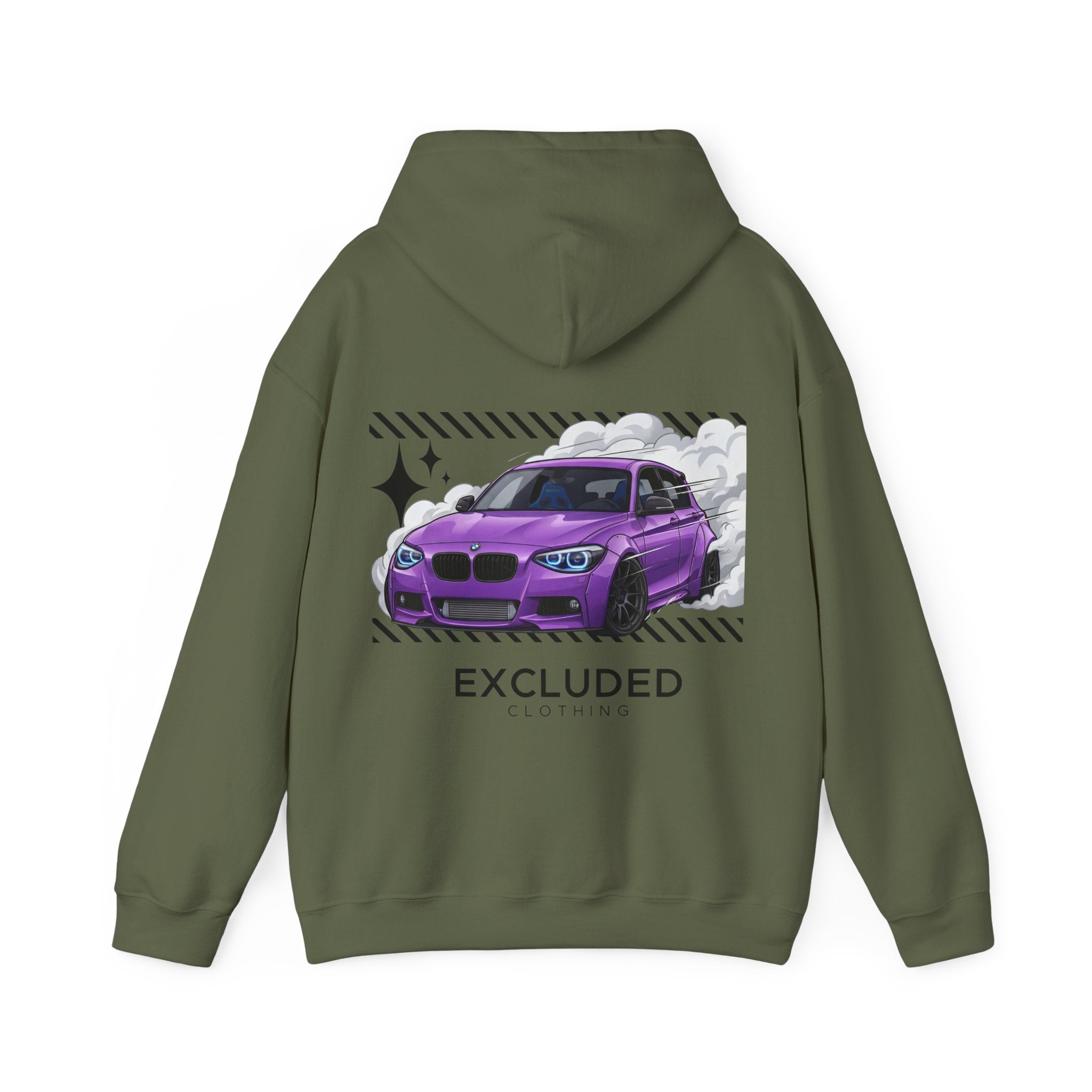 Excluded Clothing Purple Drift BMW Hoodie - Car Enthusiast Graphic Sweatshirt