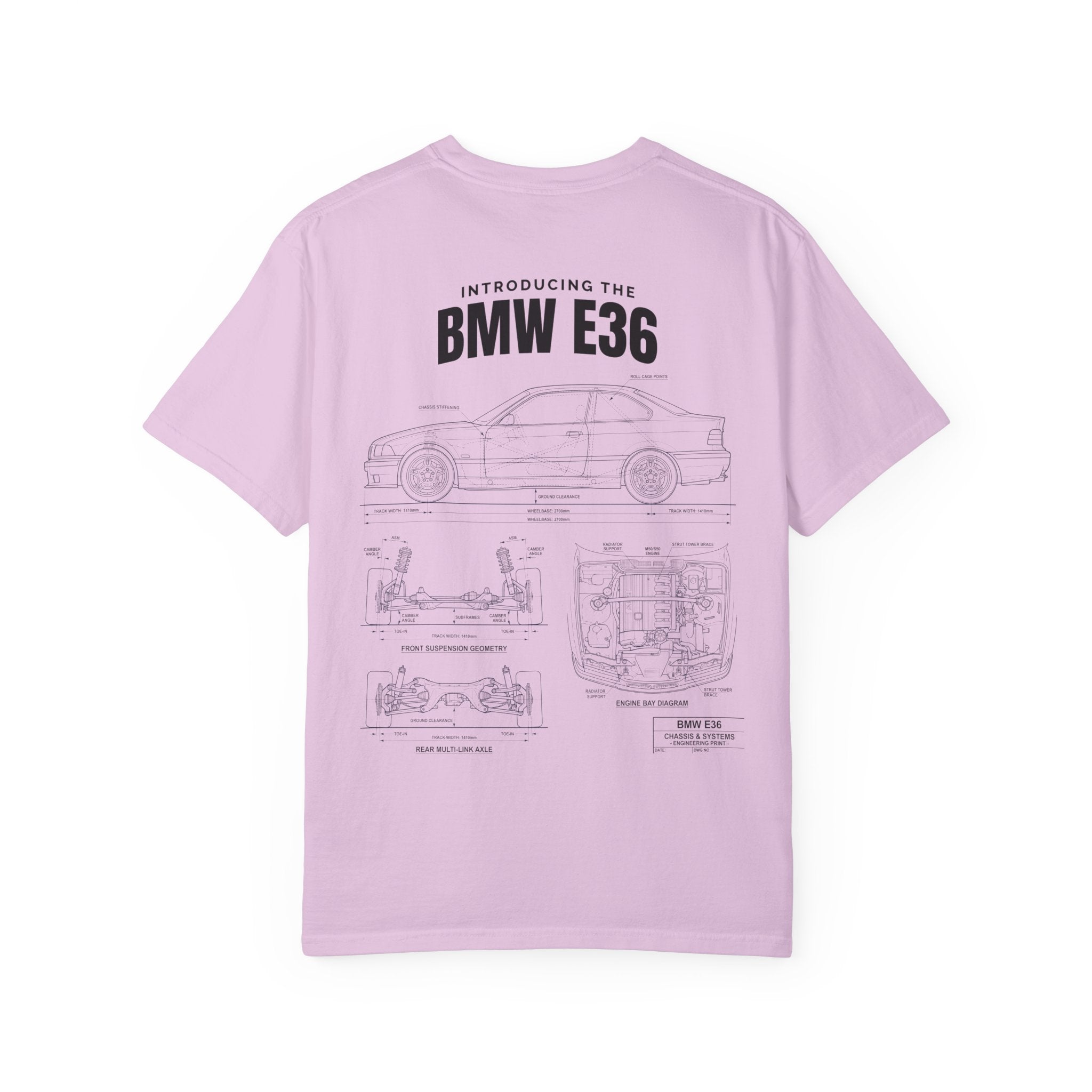 BMW E36 Blueprint T-Shirt — Vintage Car Diagram Tee