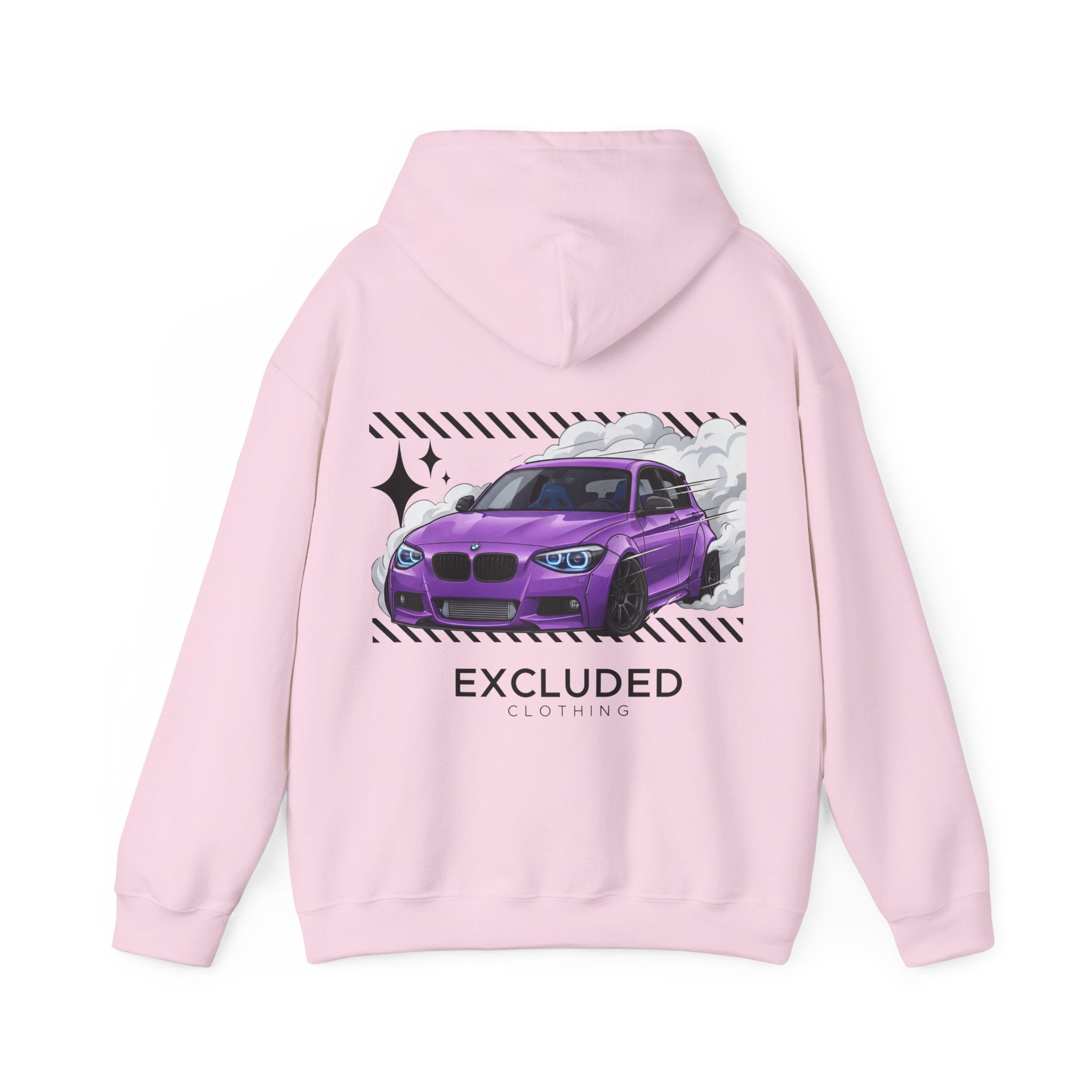 Excluded Clothing Purple Drift BMW Hoodie - Car Enthusiast Graphic Sweatshirt