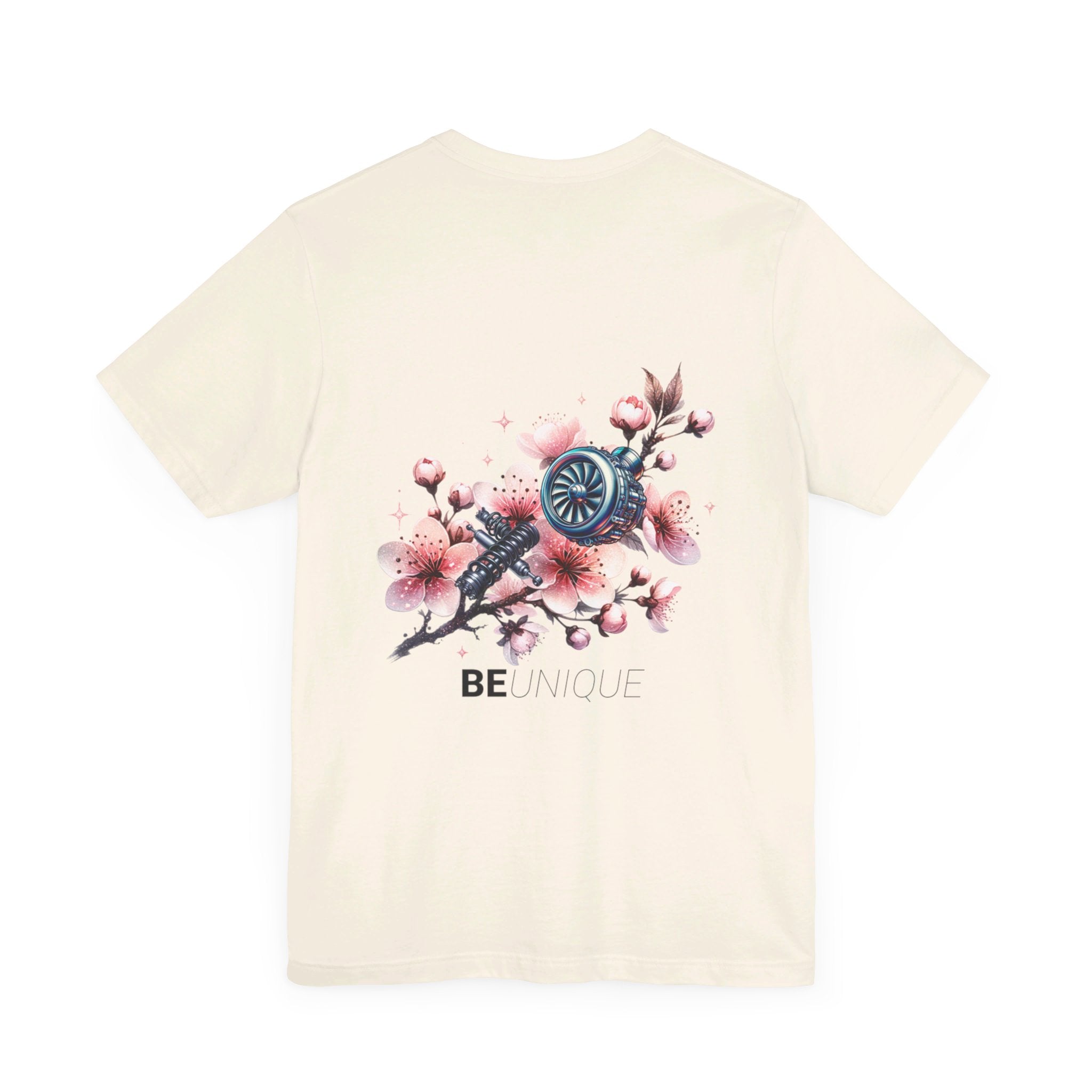 Be Unique Floral and Mechanical Fusion T-Shirt