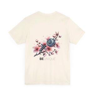 Be Unique Floral and Mechanical Fusion T-Shirt