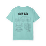 BMW E36 Blueprint T-Shirt — Vintage Car Diagram Tee