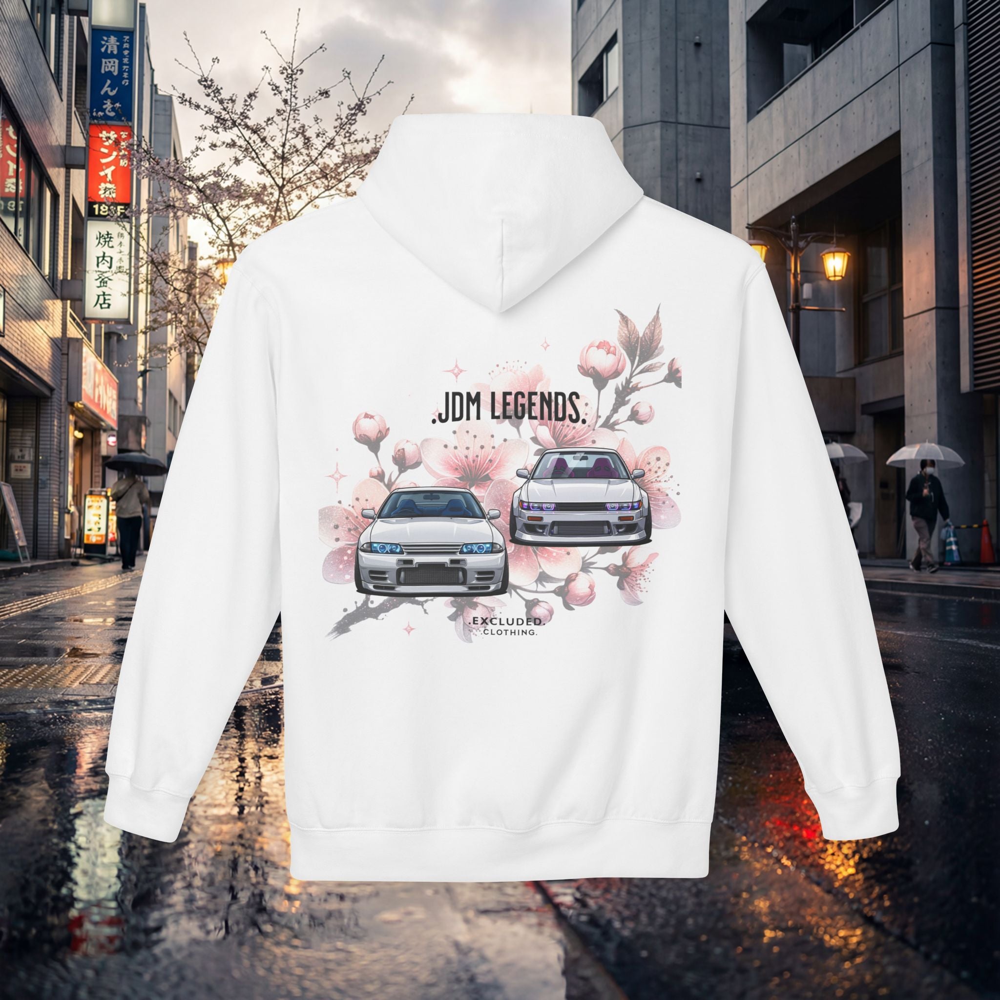 JDM Legends Hoodie — Sakura Drift Car Graphic Sweatshirt