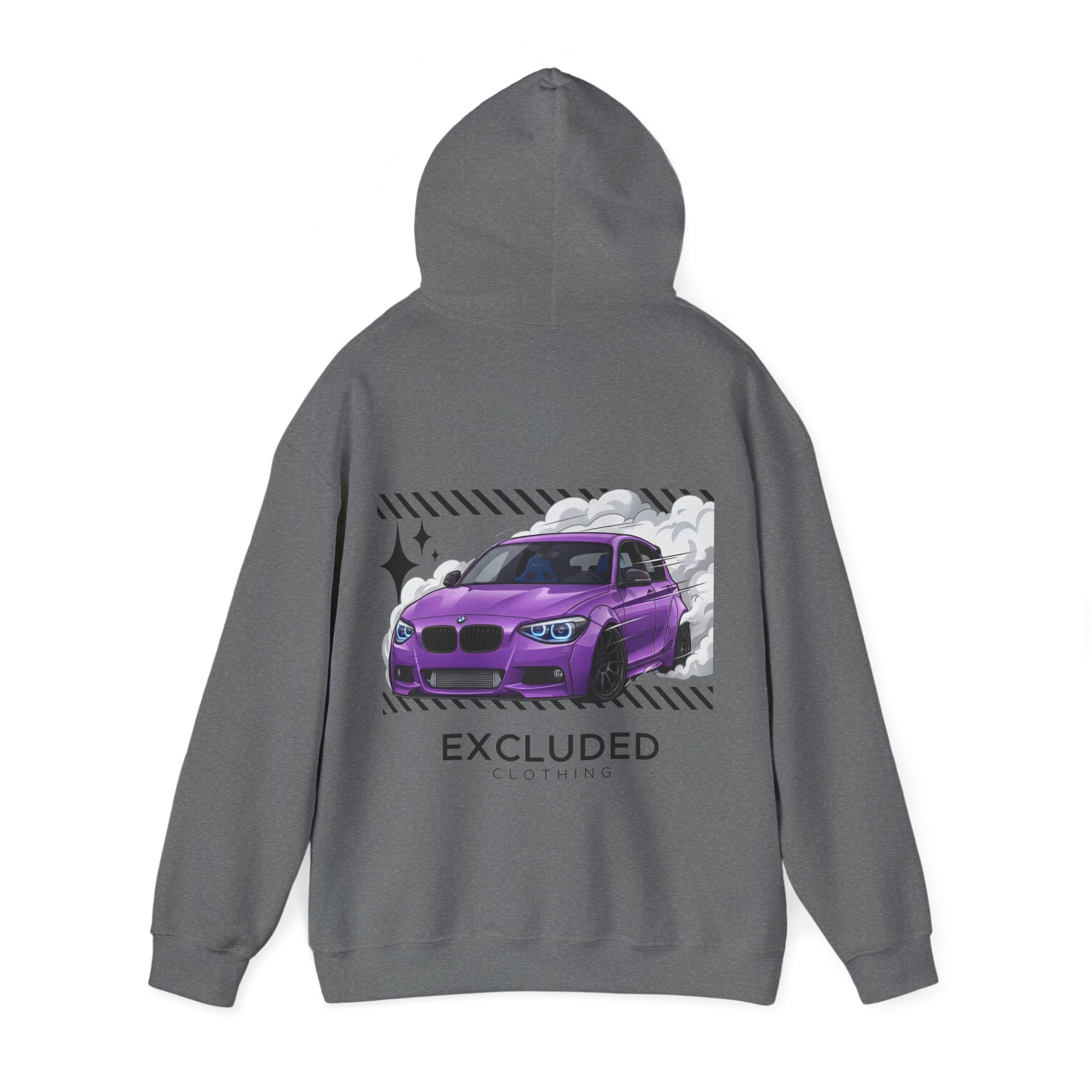 Excluded Clothing Purple Drift BMW Hoodie - Car Enthusiast Graphic Sweatshirt