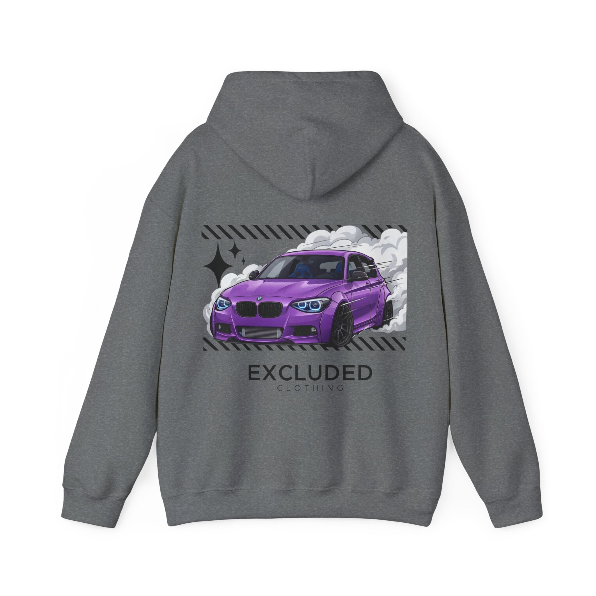 Excluded Clothing Purple Drift BMW Hoodie - Car Enthusiast Graphic Sweatshirt