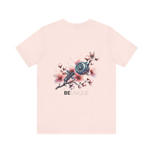 Be Unique Floral and Mechanical Fusion T-Shirt