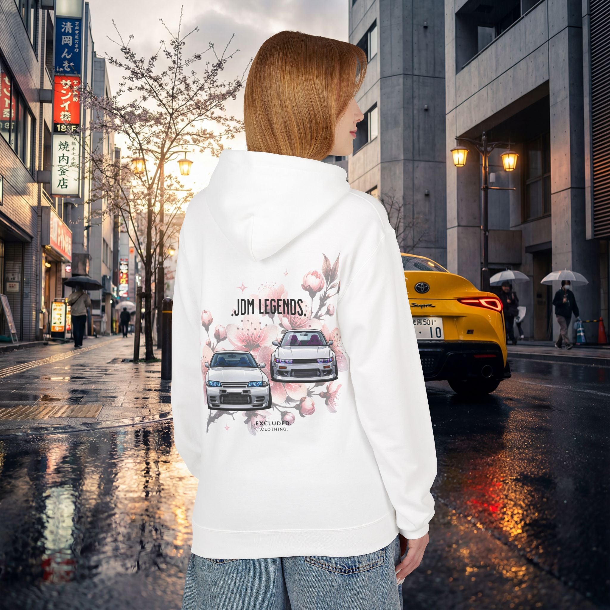 JDM Legends Hoodie — Sakura Drift Car Graphic Sweatshirt