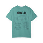 BMW E36 Blueprint T-Shirt — Vintage Car Diagram Tee