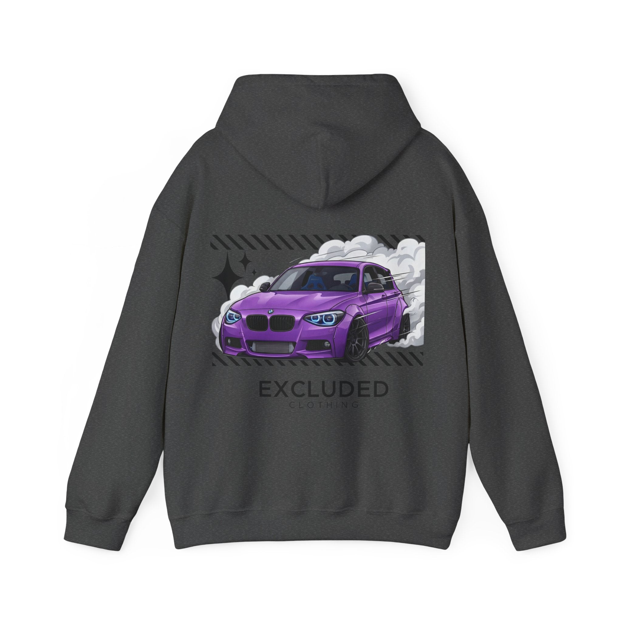 Excluded Clothing Purple Drift BMW Hoodie - Car Enthusiast Graphic Sweatshirt