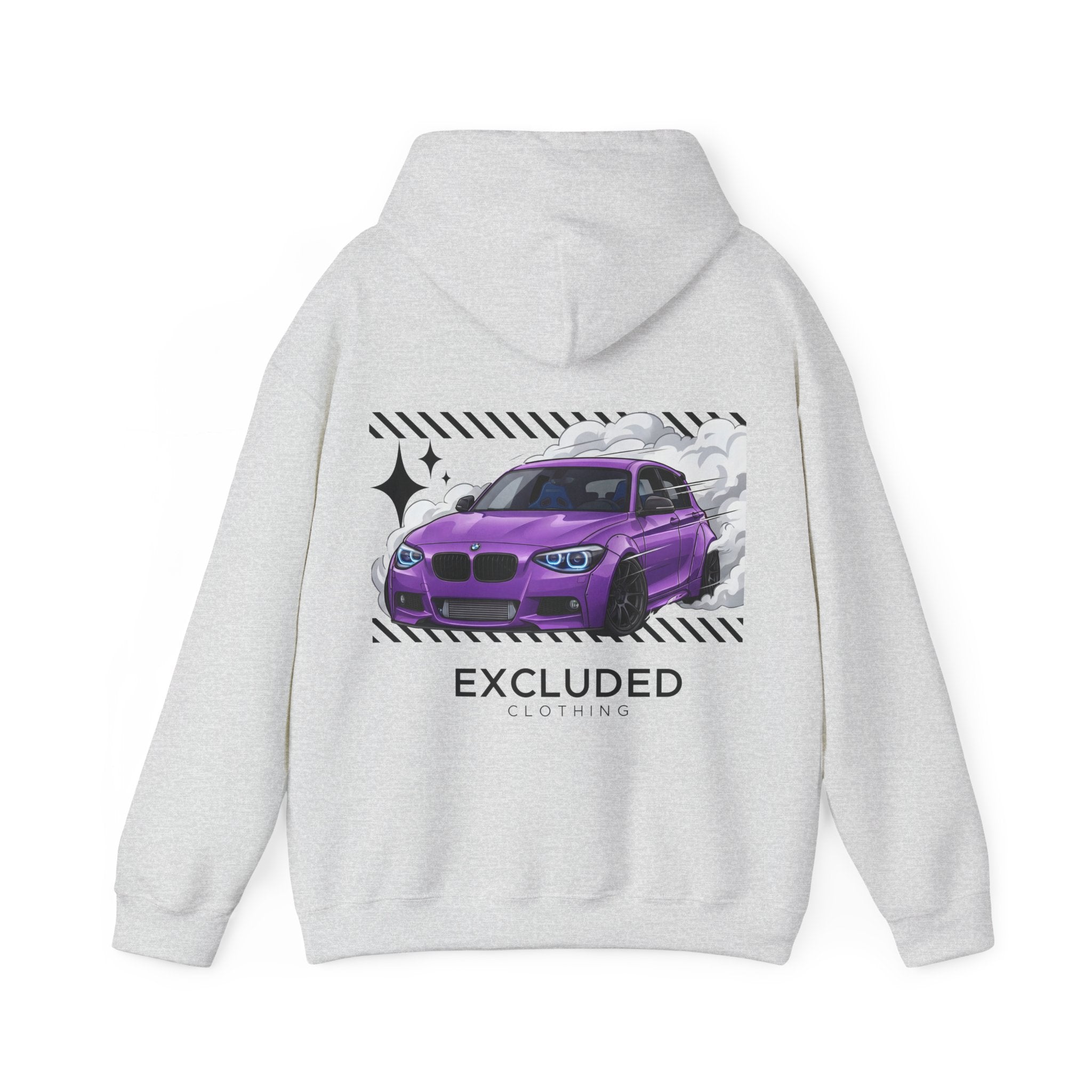 Excluded Clothing Purple Drift BMW Hoodie - Car Enthusiast Graphic Sweatshirt