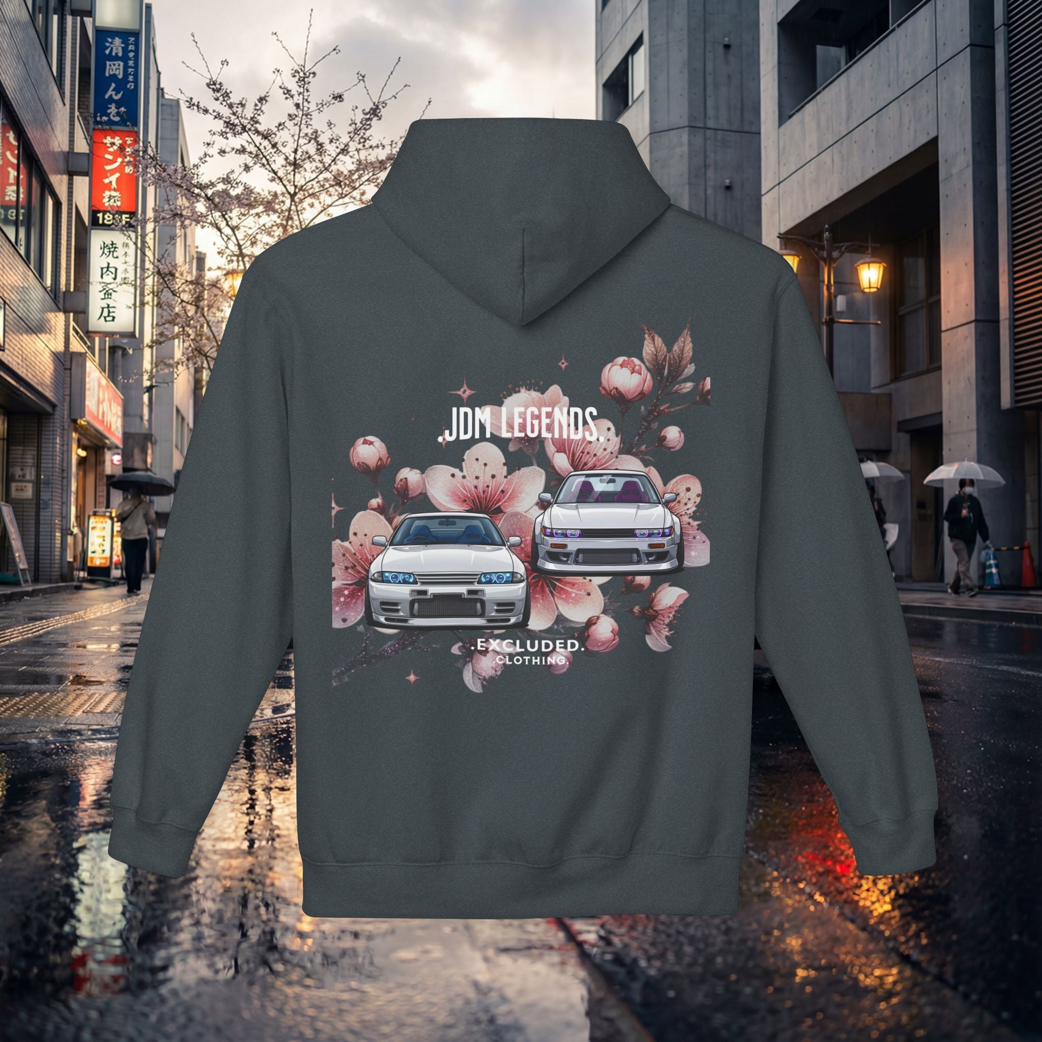 JDM Legends Hoodie — Sakura Drift Car Graphic Sweatshirt