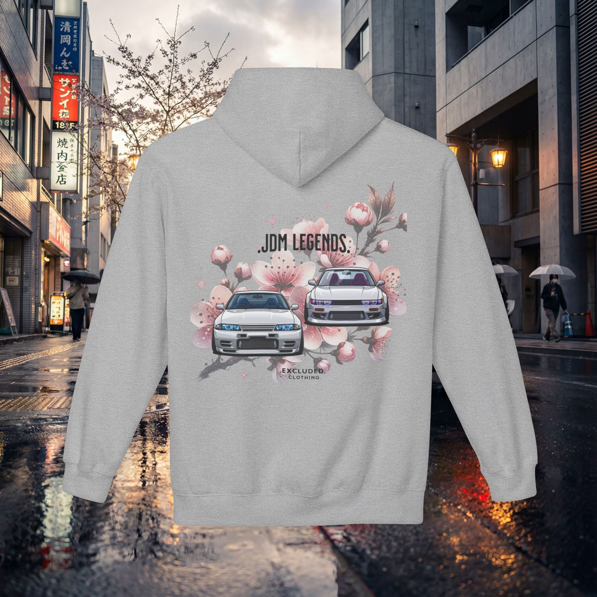 JDM Legends Hoodie — Sakura Drift Car Graphic Sweatshirt