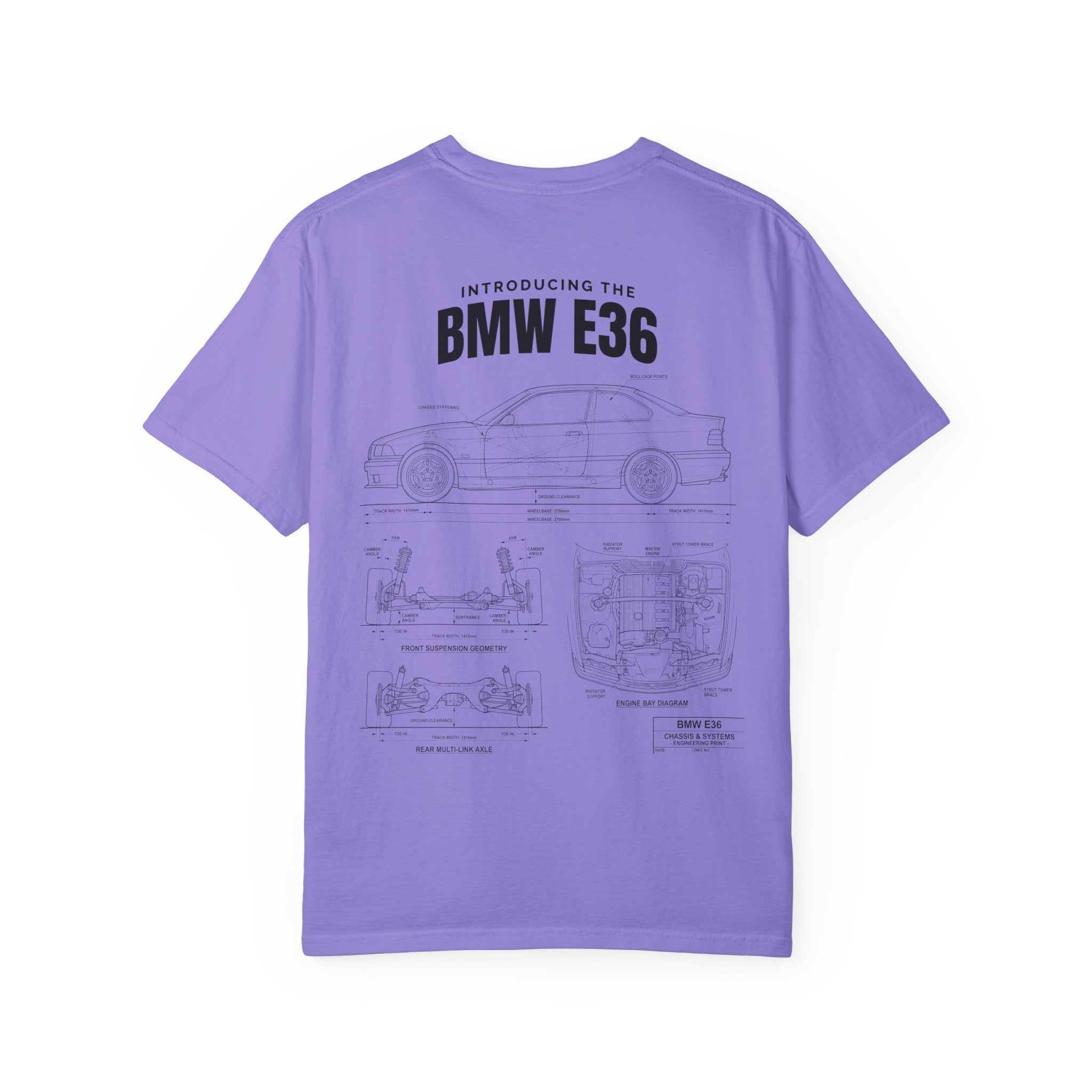 BMW E36 Blueprint T-Shirt — Vintage Car Diagram Tee