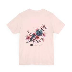 Be Unique Floral and Mechanical Fusion T-Shirt