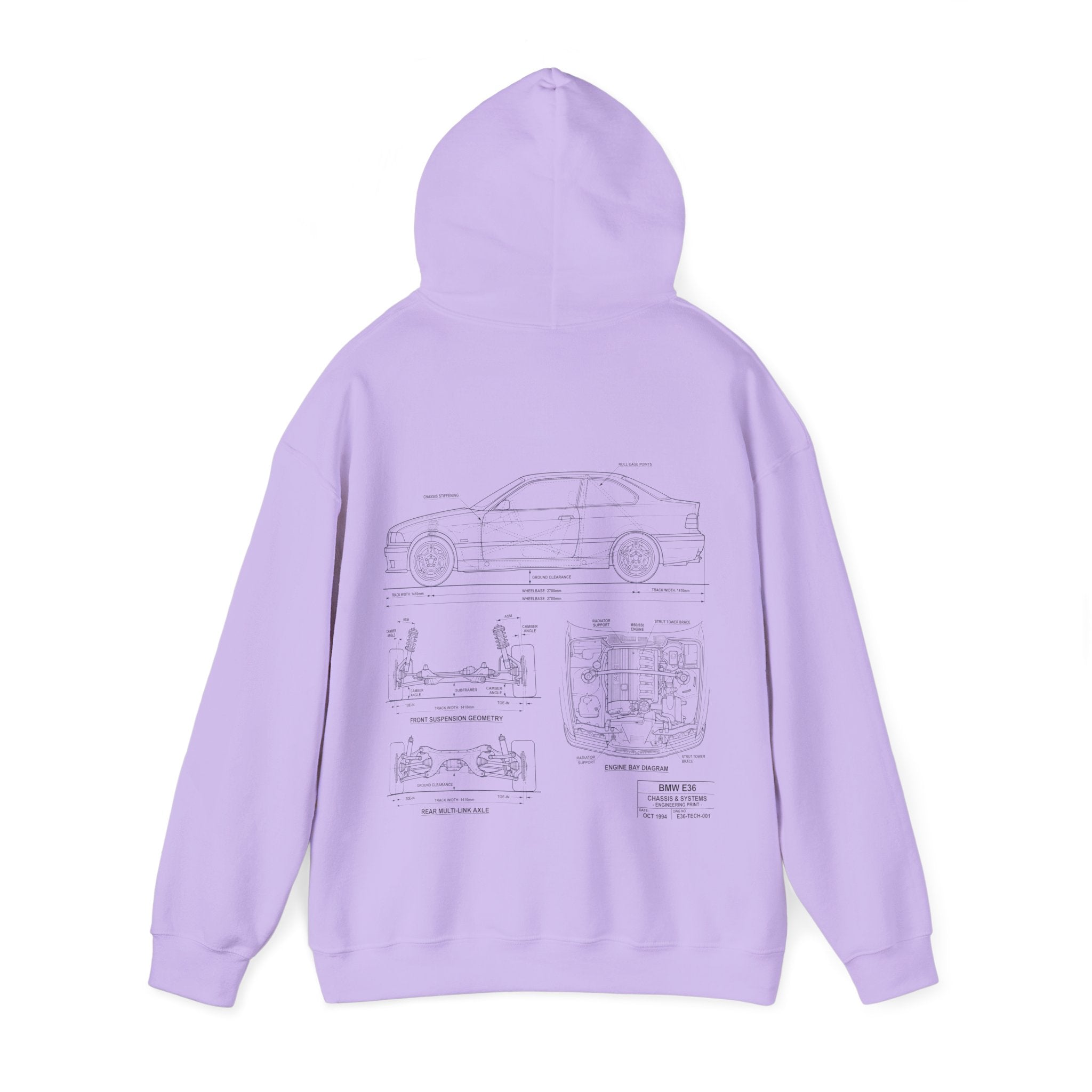 BMW E36 Hoodie — Vintage Racing Car Parts Graphic Hooded Sweatshirt