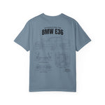 BMW E36 Blueprint T-Shirt — Vintage Car Diagram Tee
