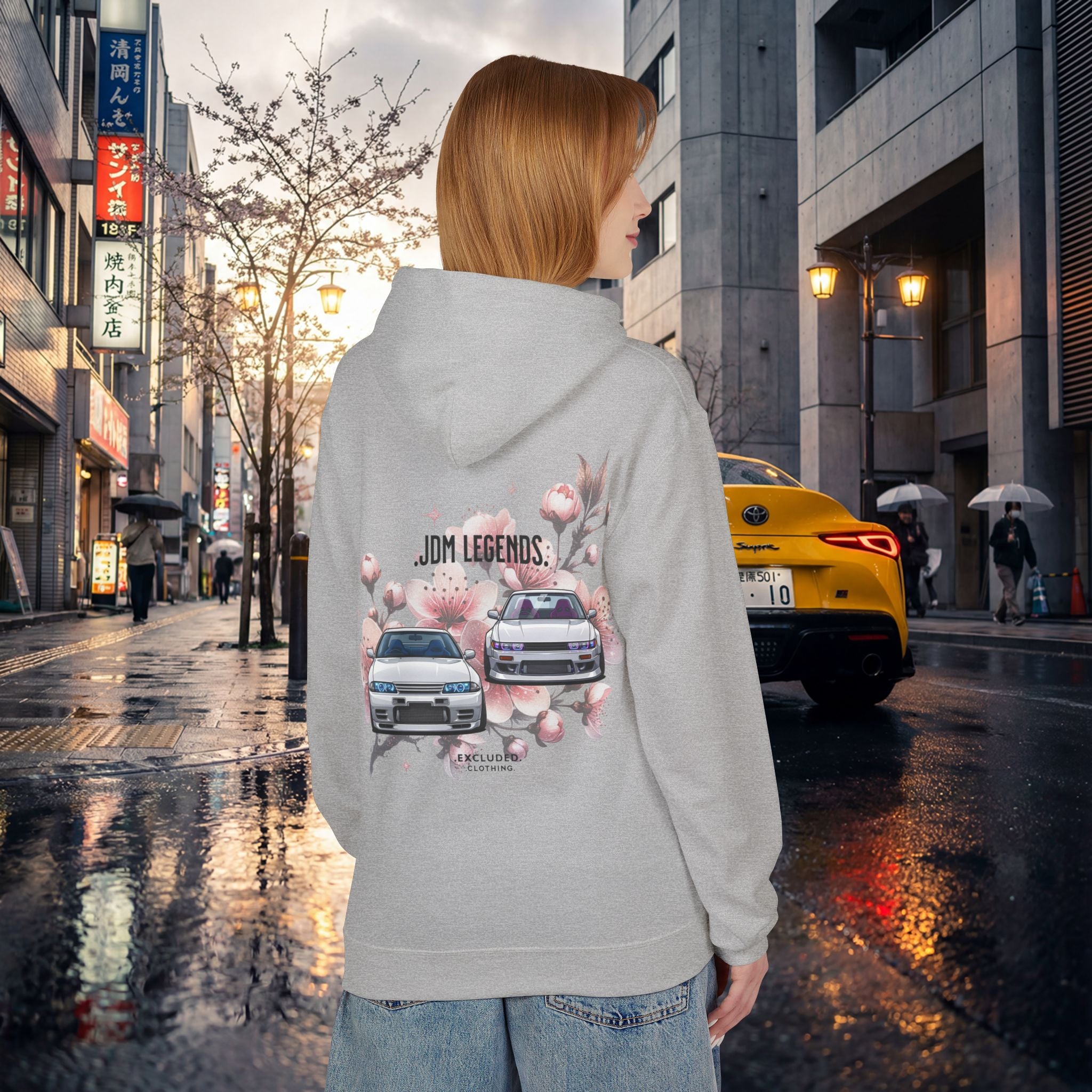 JDM Legends Hoodie — Sakura Drift Car Graphic Sweatshirt