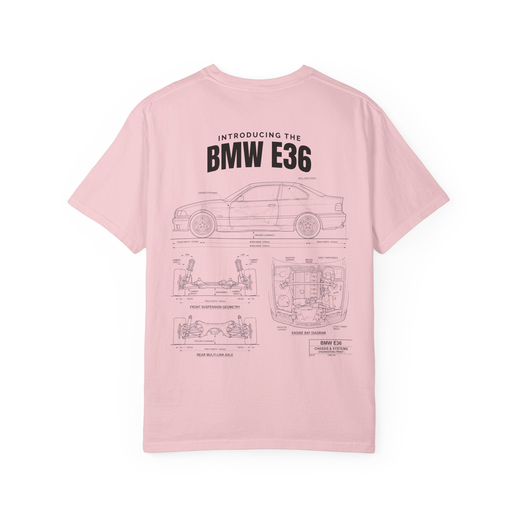BMW E36 Blueprint T-Shirt — Vintage Car Diagram Tee