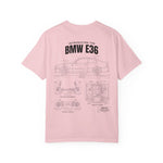 BMW E36 Blueprint T-Shirt — Vintage Car Diagram Tee