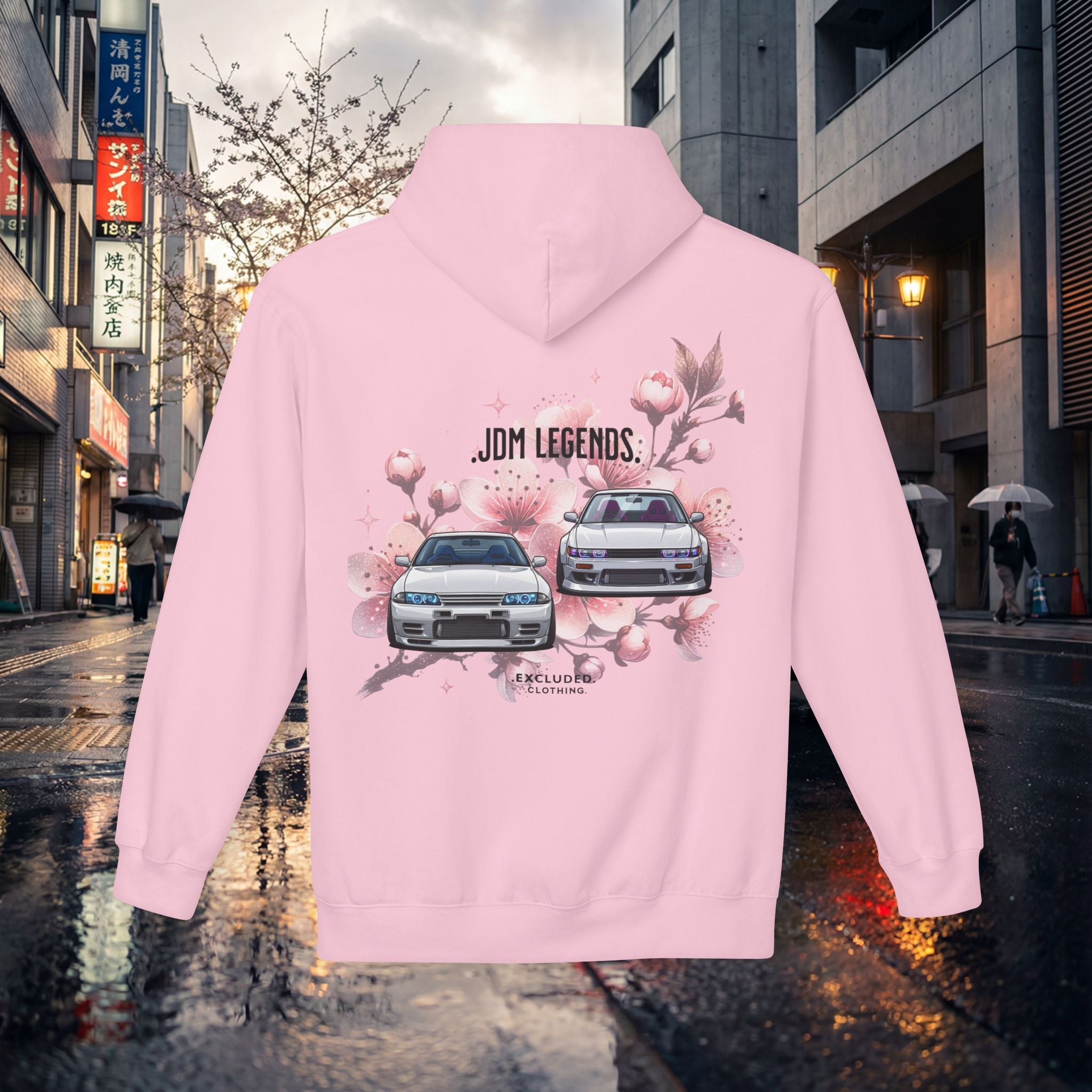 JDM Legends Hoodie — Sakura Drift Car Graphic Sweatshirt