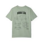 BMW E36 Blueprint T-Shirt — Vintage Car Diagram Tee
