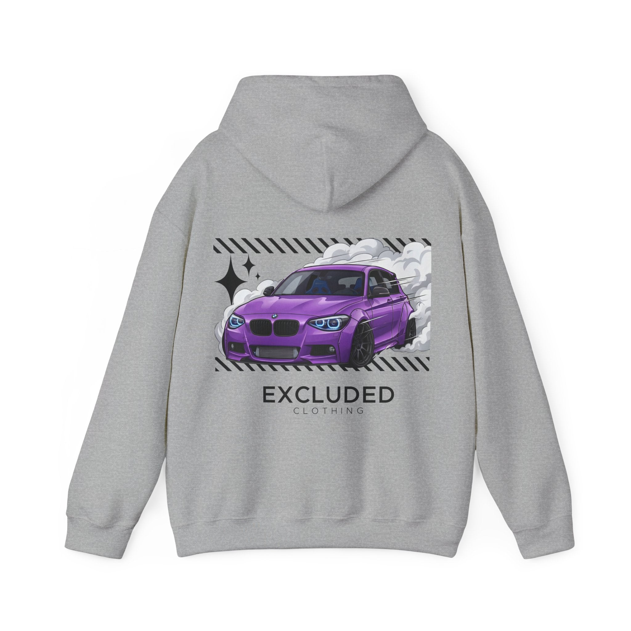 Excluded Clothing Purple Drift BMW Hoodie - Car Enthusiast Graphic Sweatshirt