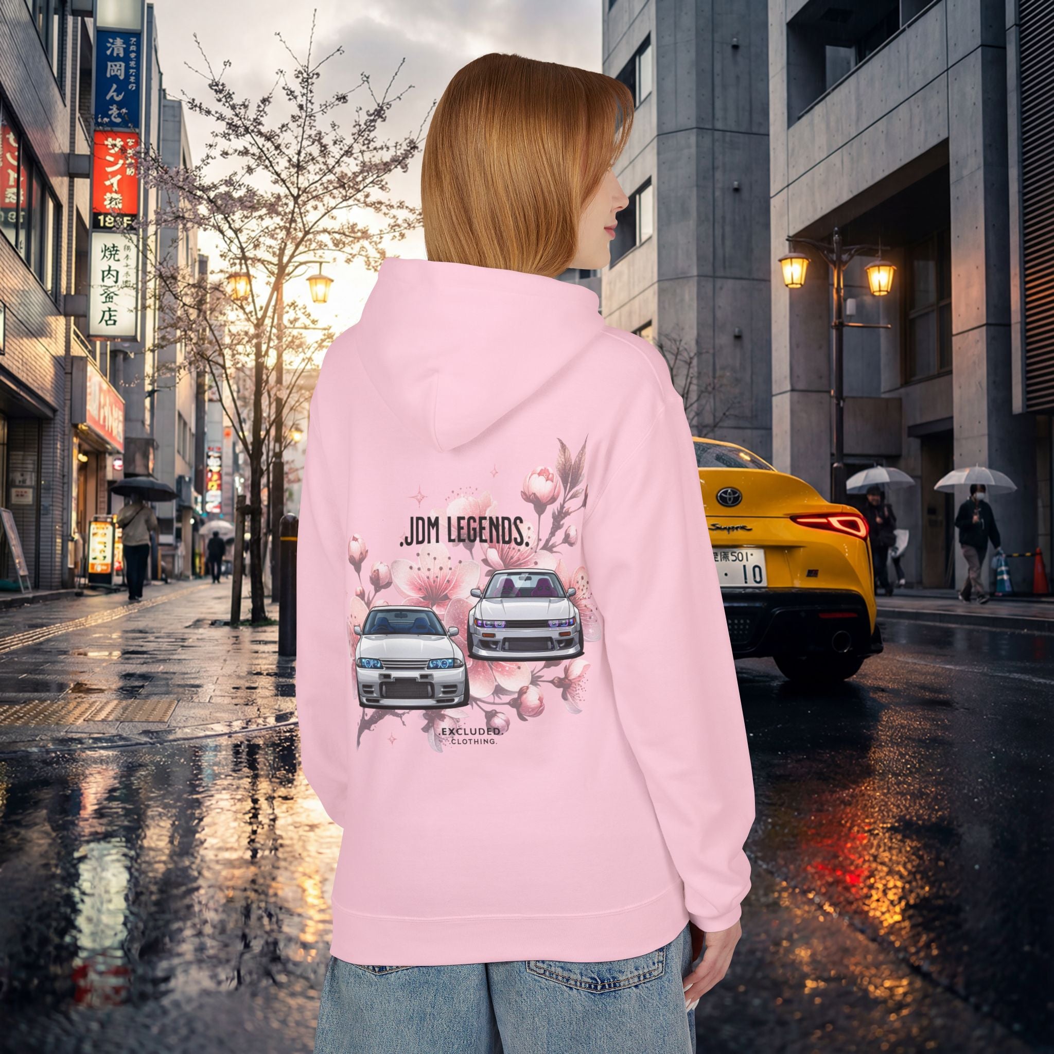 JDM Legends Hoodie — Sakura Drift Car Graphic Sweatshirt