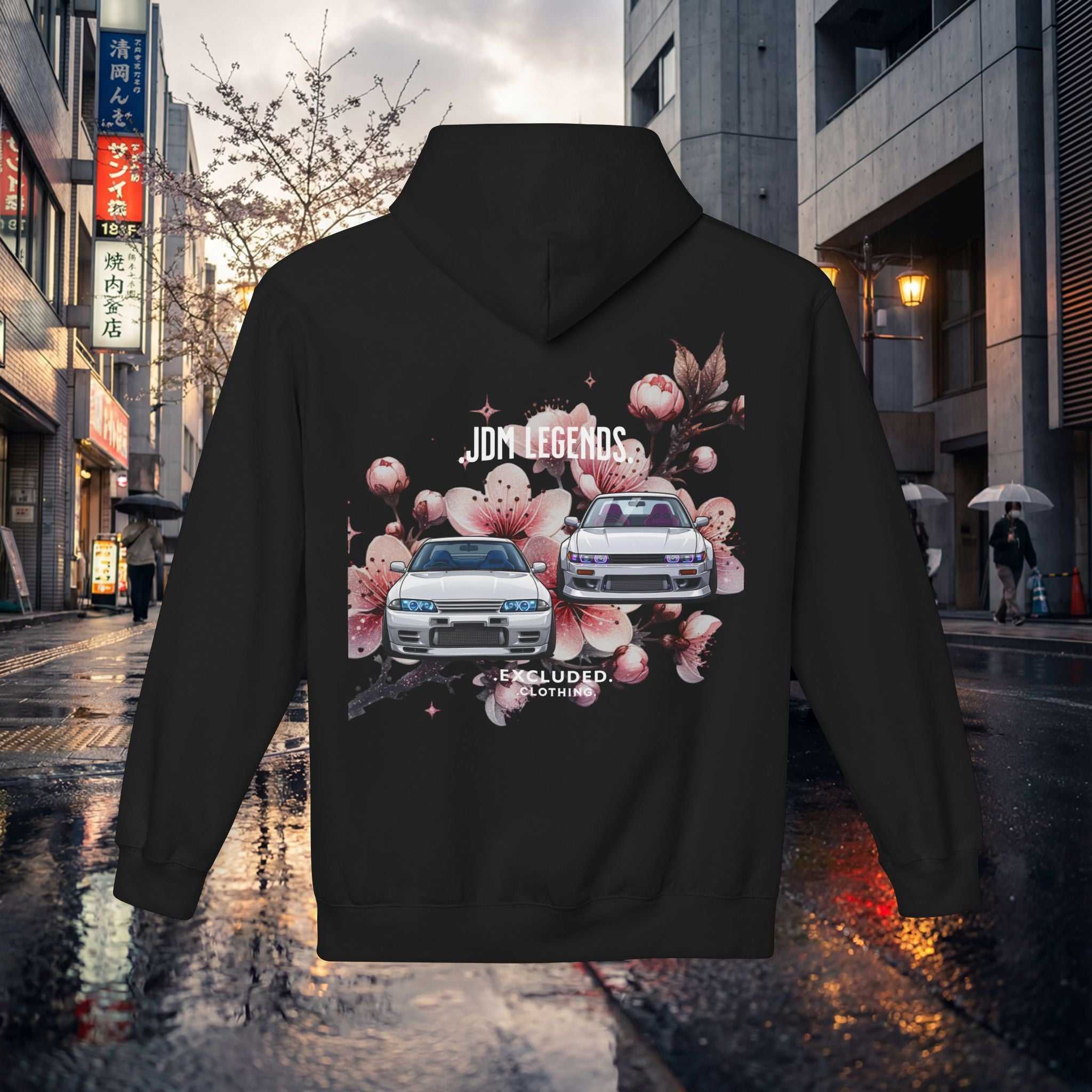 JDM Legends Hoodie — Sakura Drift Car Graphic Sweatshirt