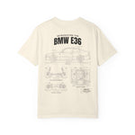 BMW E36 Blueprint T-Shirt — Vintage Car Diagram Tee