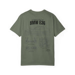 BMW E36 Blueprint T-Shirt — Vintage Car Diagram Tee
