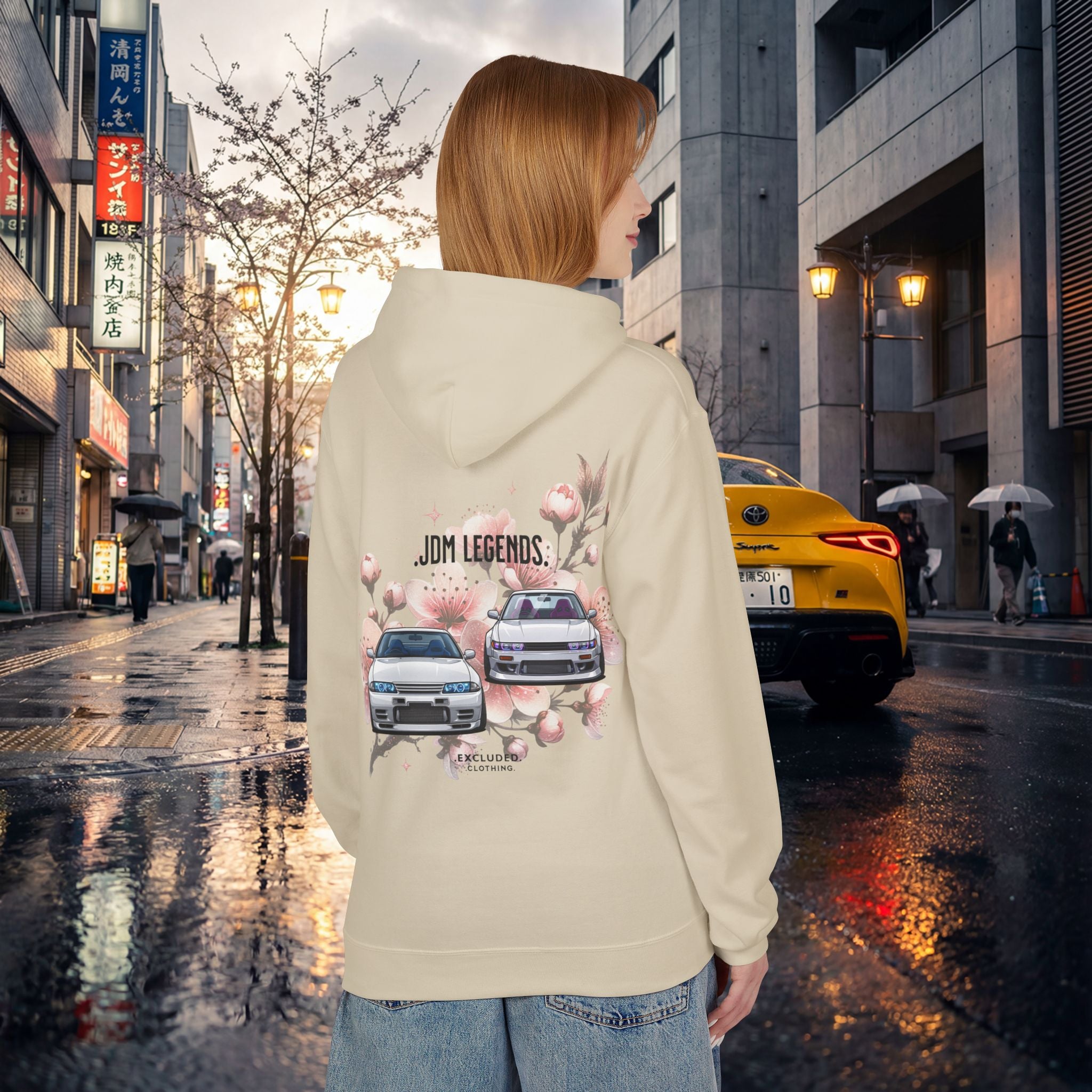 JDM Legends Hoodie — Sakura Drift Car Graphic Sweatshirt
