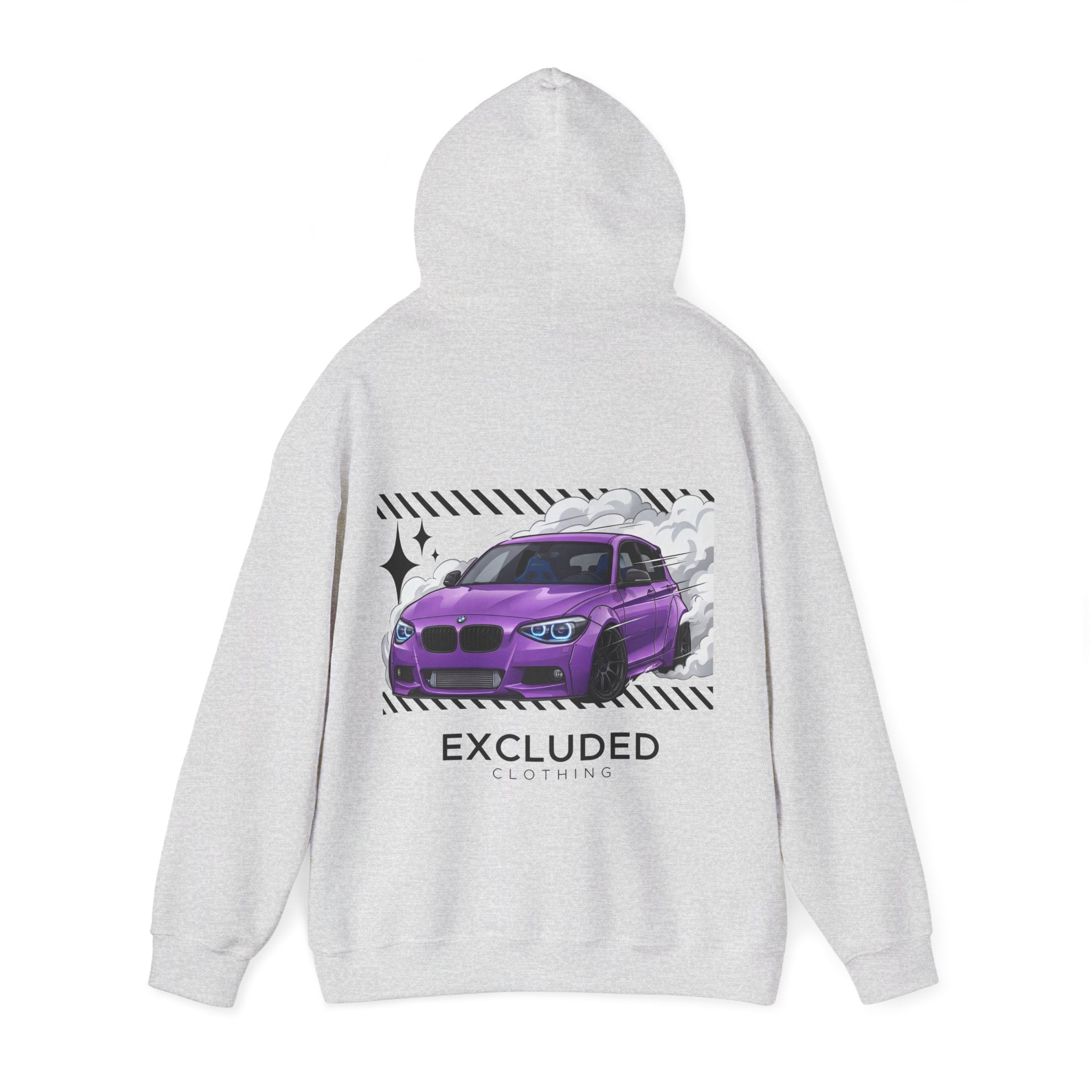 Excluded Clothing Purple Drift BMW Hoodie - Car Enthusiast Graphic Sweatshirt
