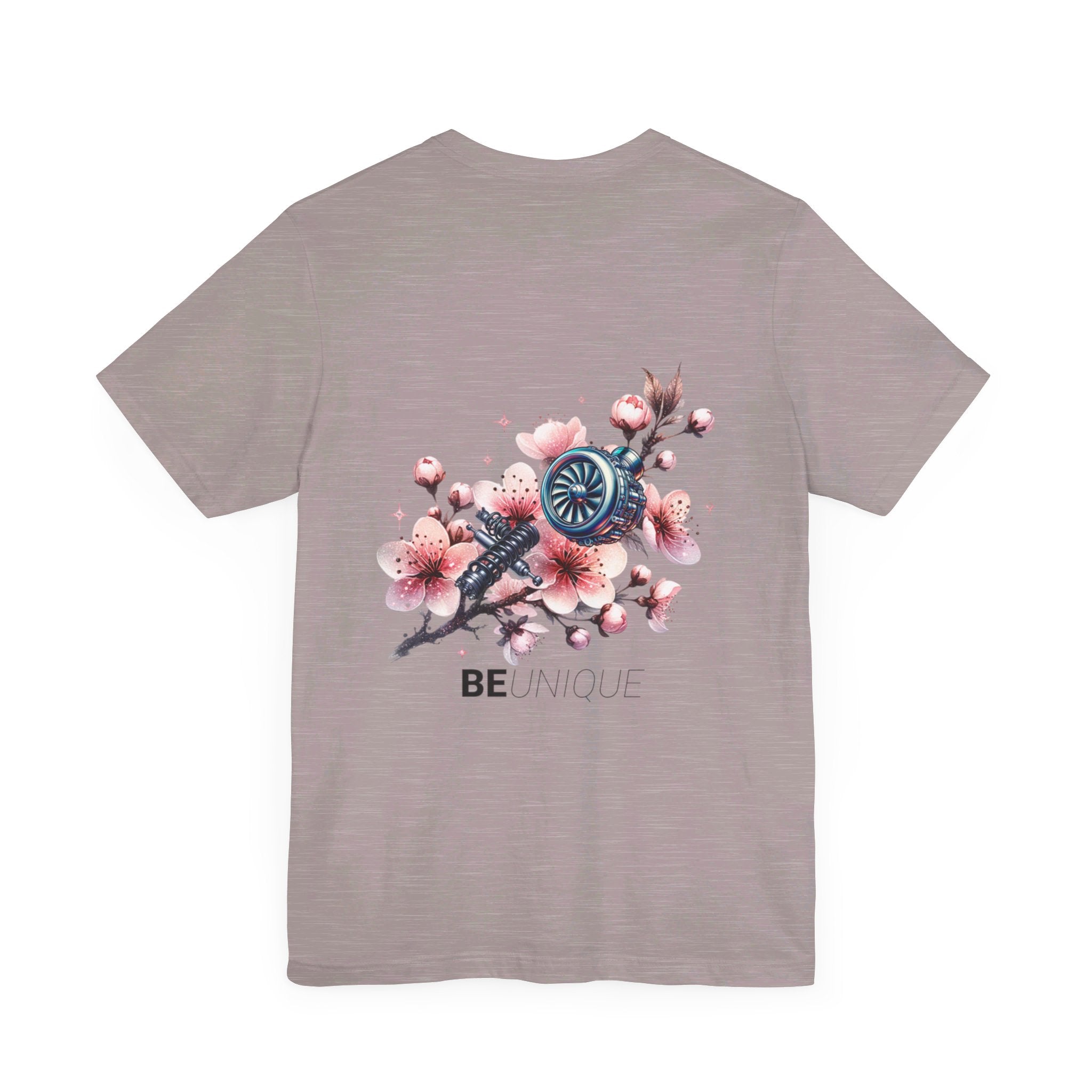 Be Unique Floral and Mechanical Fusion T-Shirt