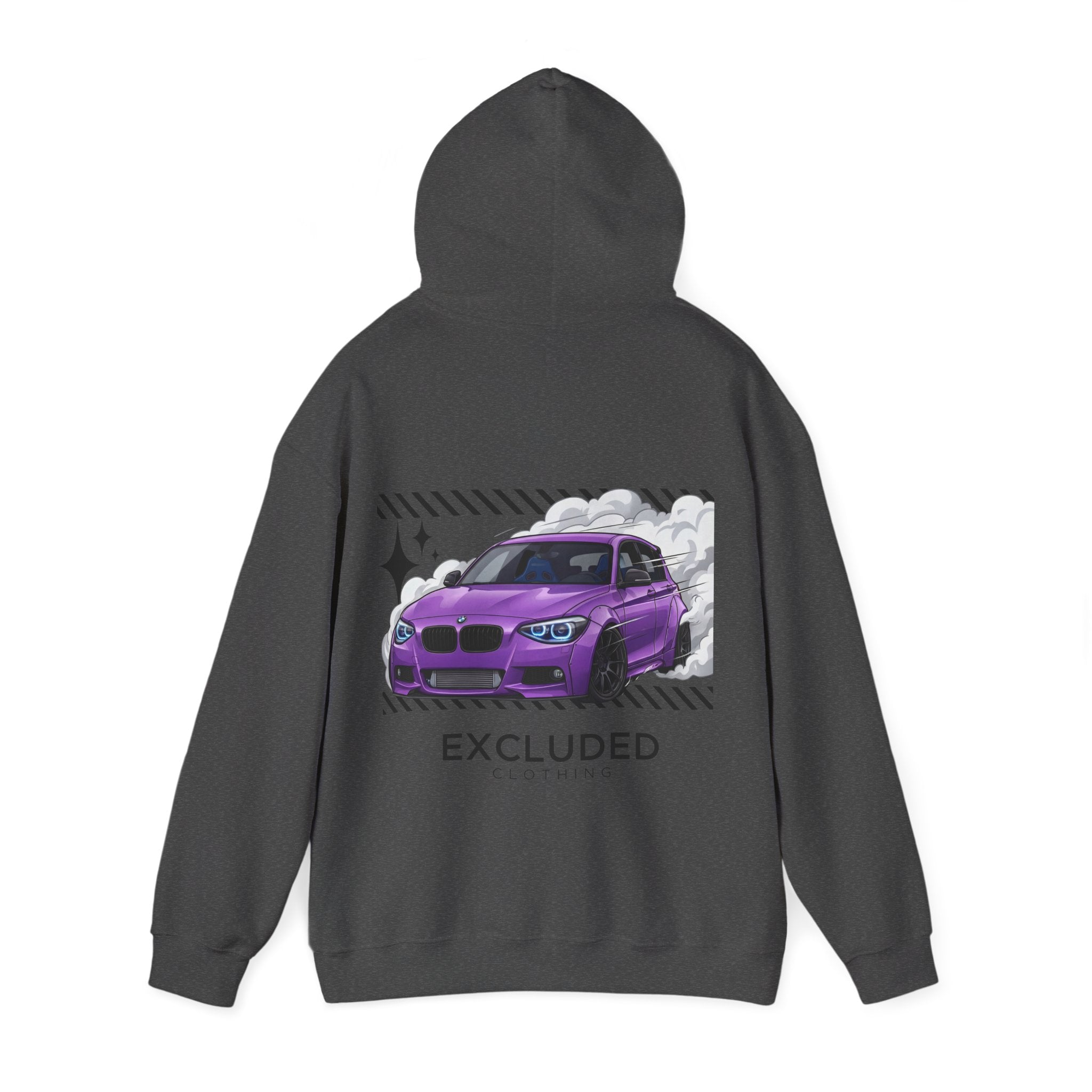 Excluded Clothing Purple Drift BMW Hoodie - Car Enthusiast Graphic Sweatshirt